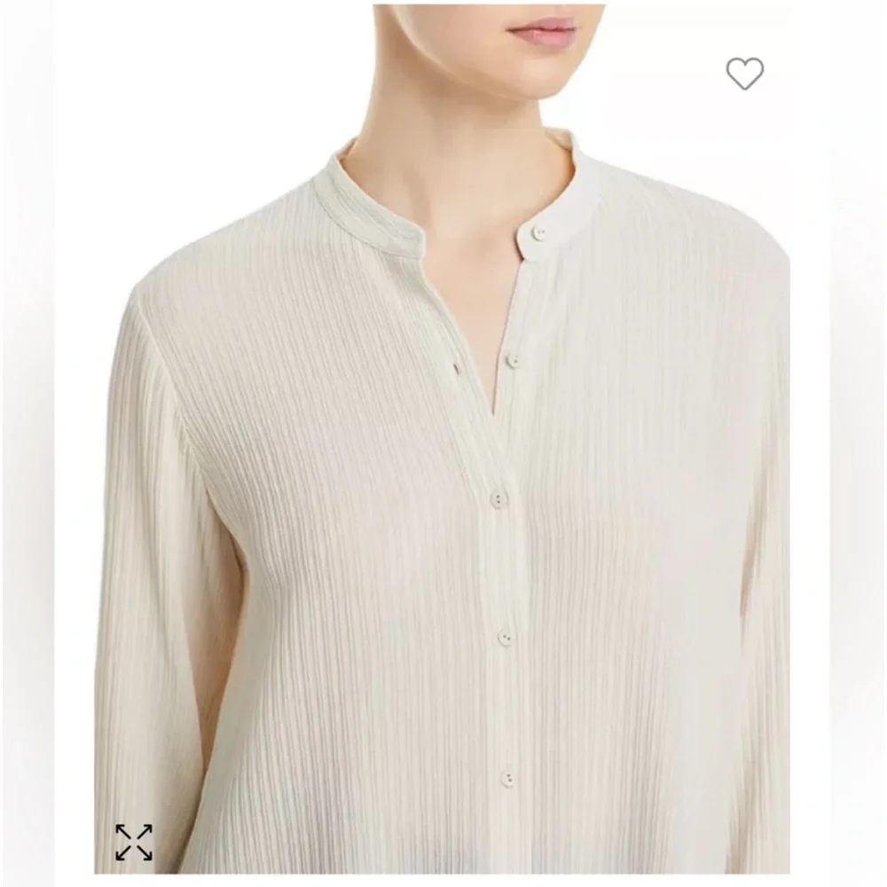 NWT EILEEN FISHER Accordion
Silk Jacquard Mandarin Collar
Long Shirt - Picture 5 of 11